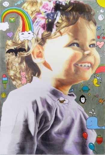 Artist: Tanisha Lizzi, Subject: Self portrait, Title: Childhood, Year 9