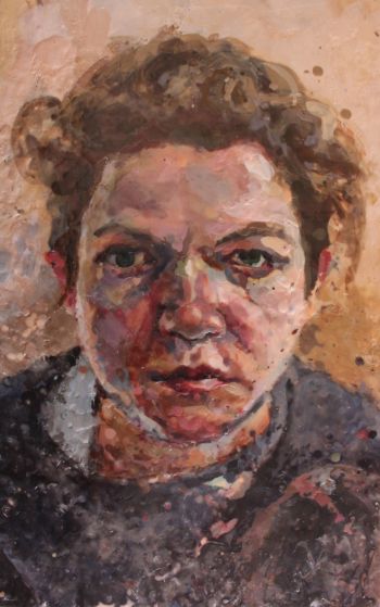 Artist: Sarah Eddowes | Subject: Sarah Eddowes (Self-portrait) | Title: In the studio