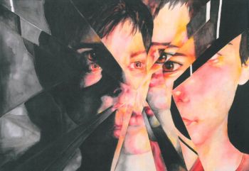 Title: Shattered, Subject: Harrison Rowley, Artist: Hollie Rowley, Year 12