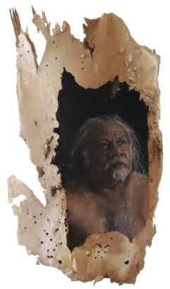 Jenna Pickering, Together as one, 2023. Oil on paperbark, 13 x 6 cm